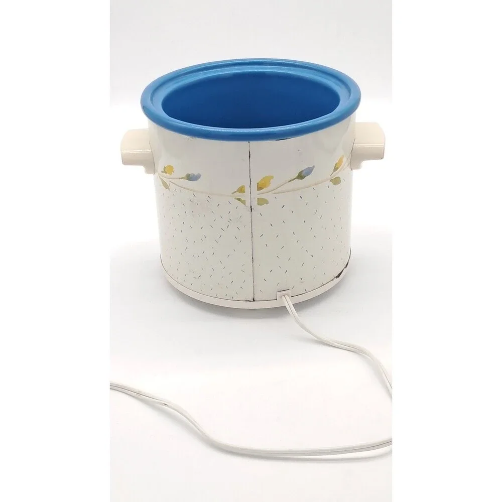 Vintage Rival Crock-Pot 3100 3.5 Qt Slow Cooker Blue Ceramic Stoneware Flower